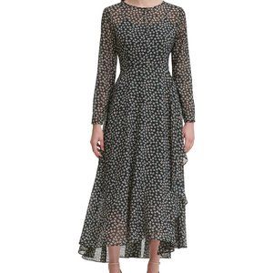 Tommy Hilfiger flocked Floral Chiffon Maxi Dress
